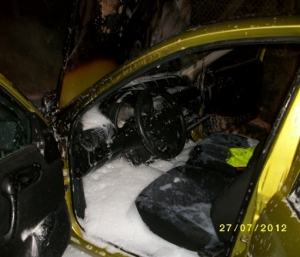 Extinguido un incendio nun vehículo na Pedreira, Parroquia de Leiro, Concello de Rianxo
